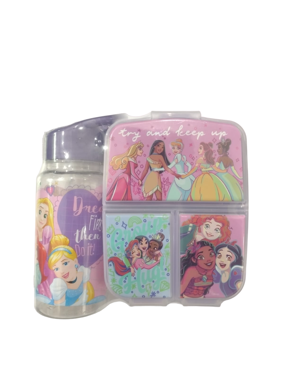 SET HERMETICO Y BOTELLA STRAW PRINCESAS