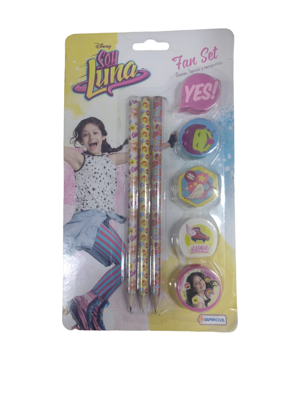 SET DE GOMAS, LAPIZ Y SACAPUNTAS SOY LUNA