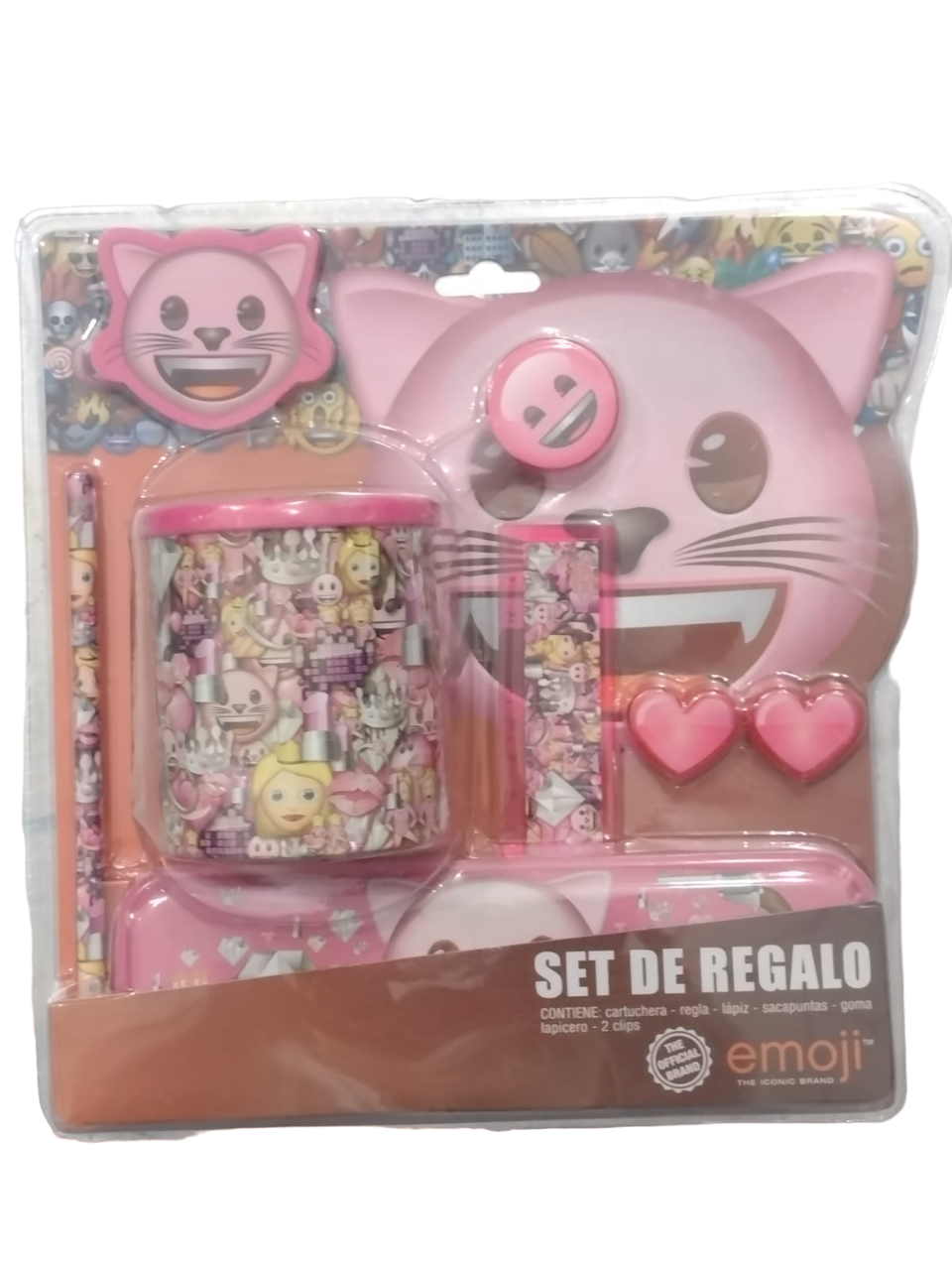 SET ESCOLAR CON PORTA LAPIZ EMOJI
