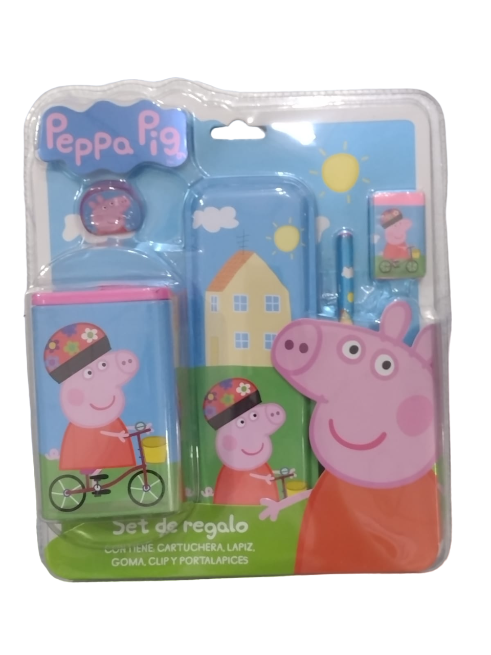 SET ESCOLAR CON PORTA LAPIZ PEPPA PIG