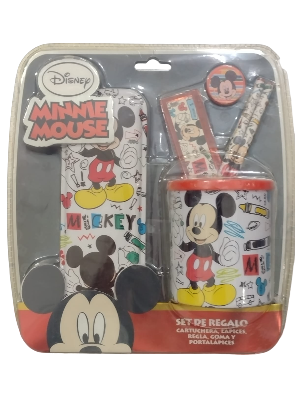 SET ESCOLAR CON PORTA LAPIZ MICKEY