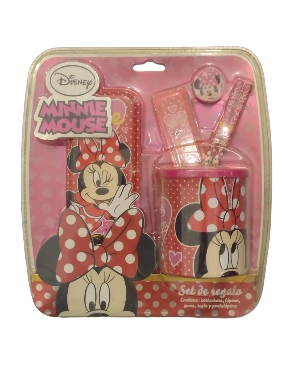 SET ESCOLAR CON PORTA LAPIZ MINNIE