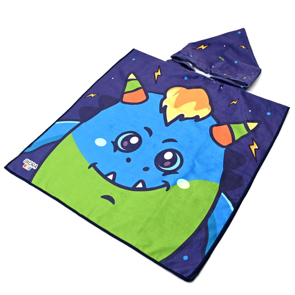 SALIDA DE BAÑO CON CAPUCHA MONSTRUO AZUL