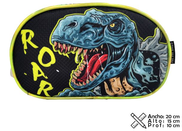 CARTUCHERA 2 CIERRES DINO T-REX