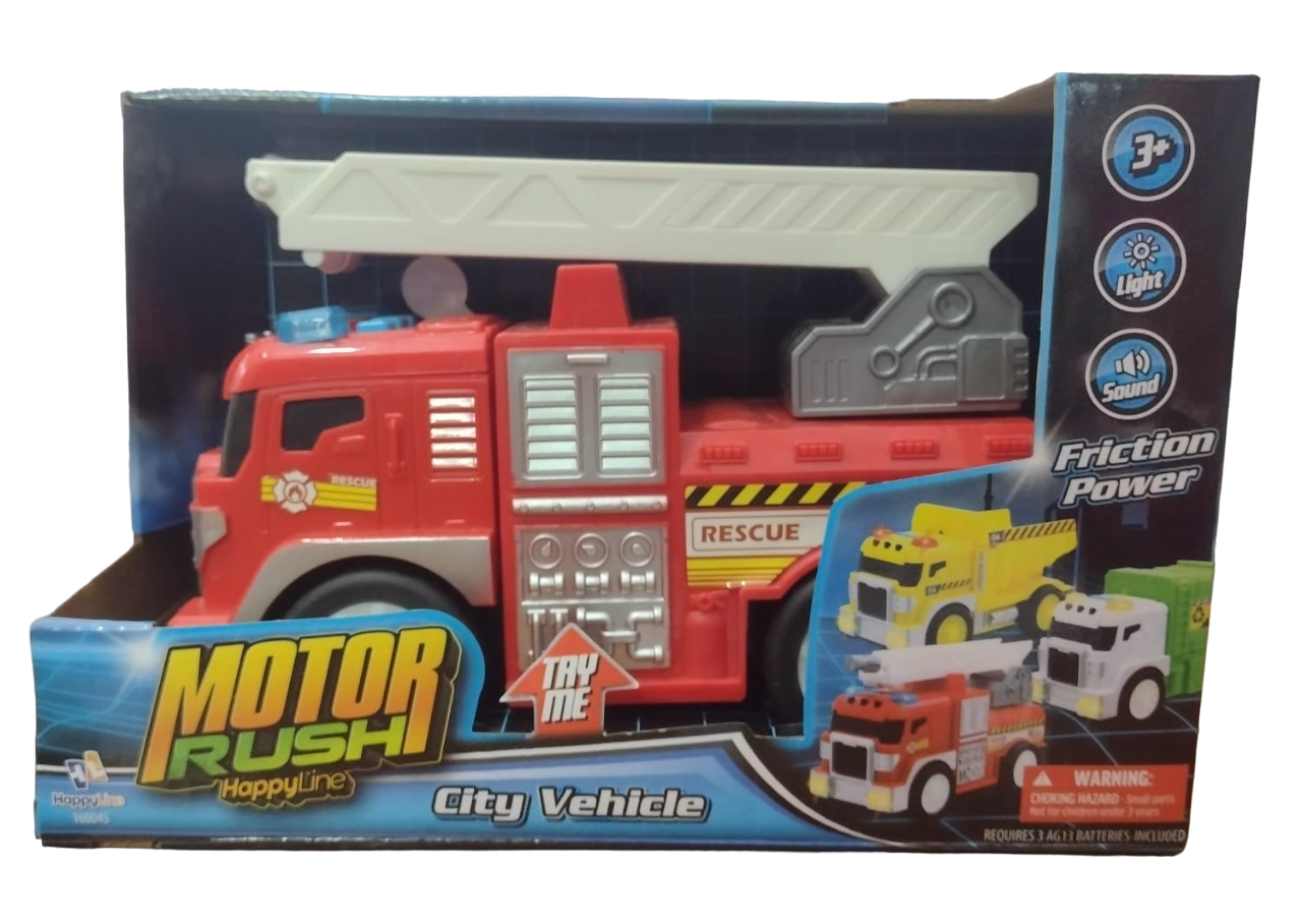 MOTOR RUSH CAMION BOMBERO CON LUZ Y SONIDO