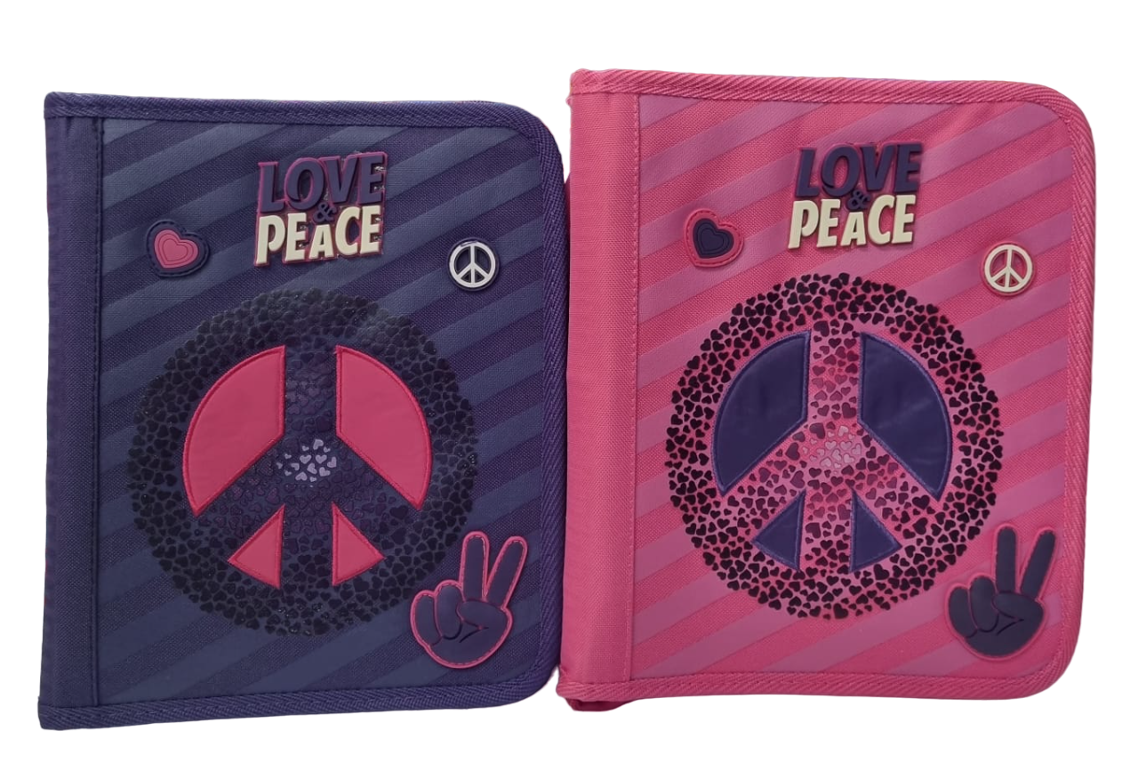 CARPETA 3 ANILLOS CON CIERRE AMOR PAZ