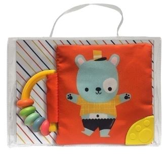 LIBRO SUAVE CON SONAJERO Y MORDILLO OSO