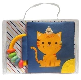 LIBRO SUAVE CON SONAJERO Y MORDILLO GATO