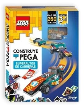 LEGO LIBRO 3 EN 1 SUPER AUTOS DE CARRERAS CONSTRUYE Y PEGA