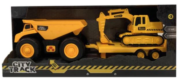 CITY TRACK VOLCADOR CON EXCAVADORA CON LUZ Y SONIDO