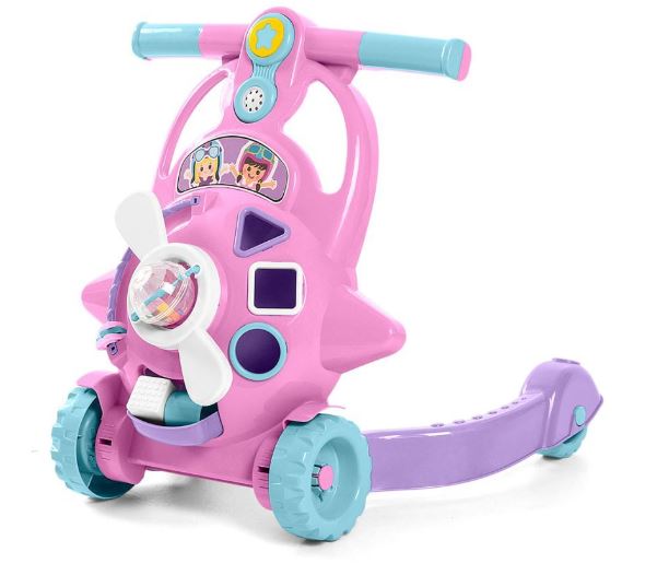 CAMINADOR BEBE AVIADOR ROSA CON SONIDO