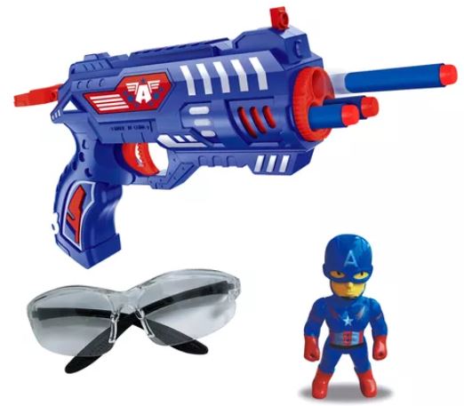PISTOLA TRIGGER DARTS CON MUÑECO AVENGERS - 3 MODELOS