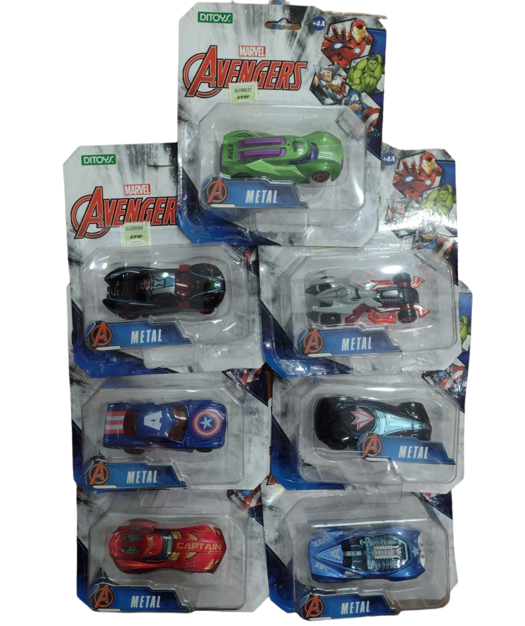 AUTOS AVENGERS METAL EN BLISTER - 7 MODELOS
