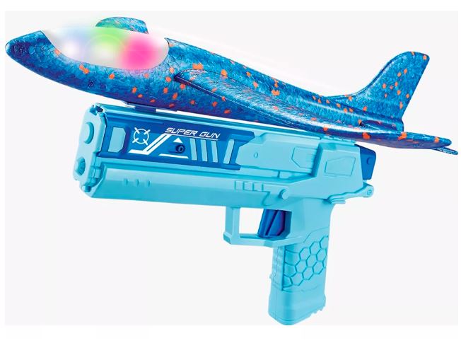 FLY SHOT PISTOLA LANZA AVION CON LUZ - 4 COLORES