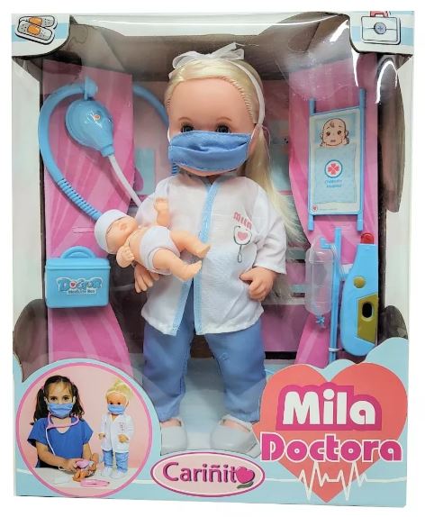 MUÑECA MILA DOCTORA PEDIATRA CON BEBE