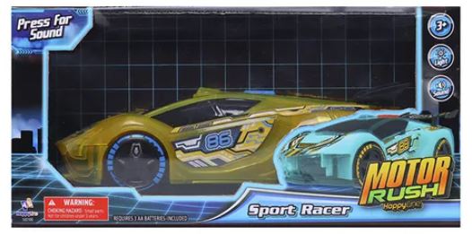 MOTOR RUSH AUTO CARRERA DORADO CON LUZ Y SONIDO