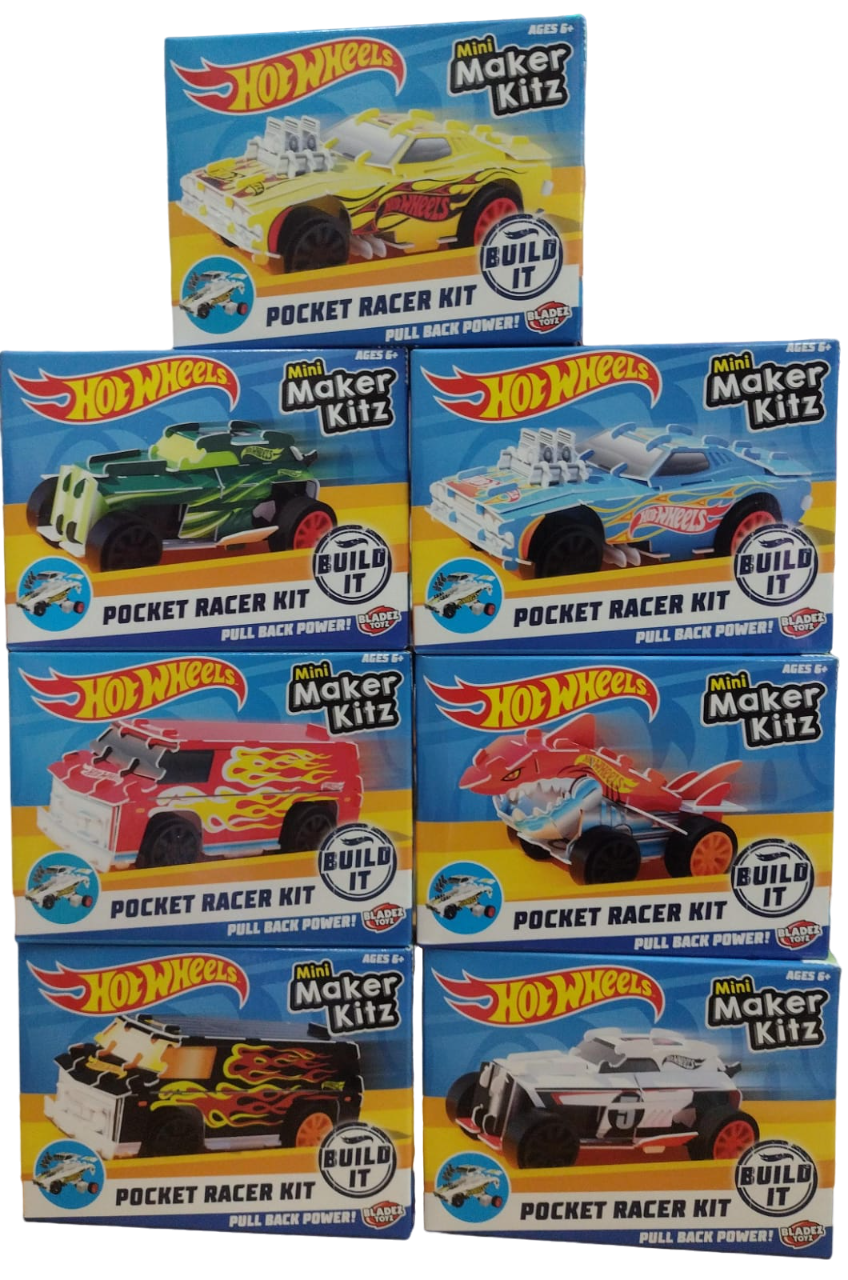 HOT WHEELS MINI VEHICULO PARA ARMAR PULL BACK - 14 MODELOS