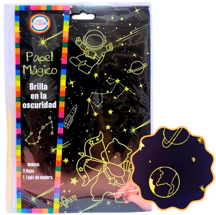 PAPEL MAGICO 3 HOJAS BRILLA EN OSCURIDAD