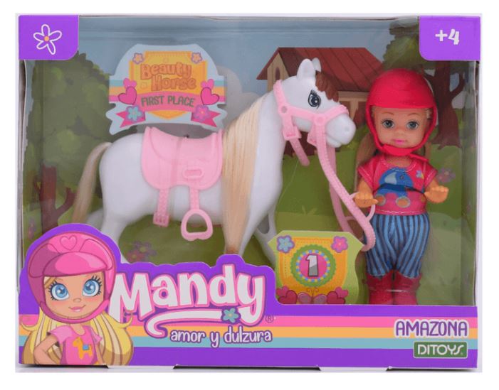 MANDY MUÑECA CON CABALLO AMAZONA