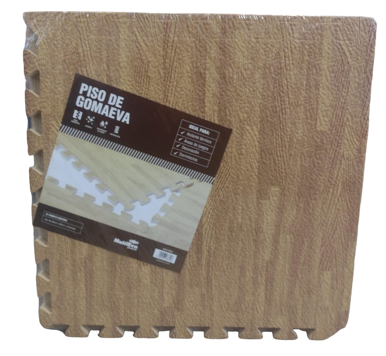 PISO GOMA EVA 4 PIEZAS 50X50 CON BORDES C.MADERA