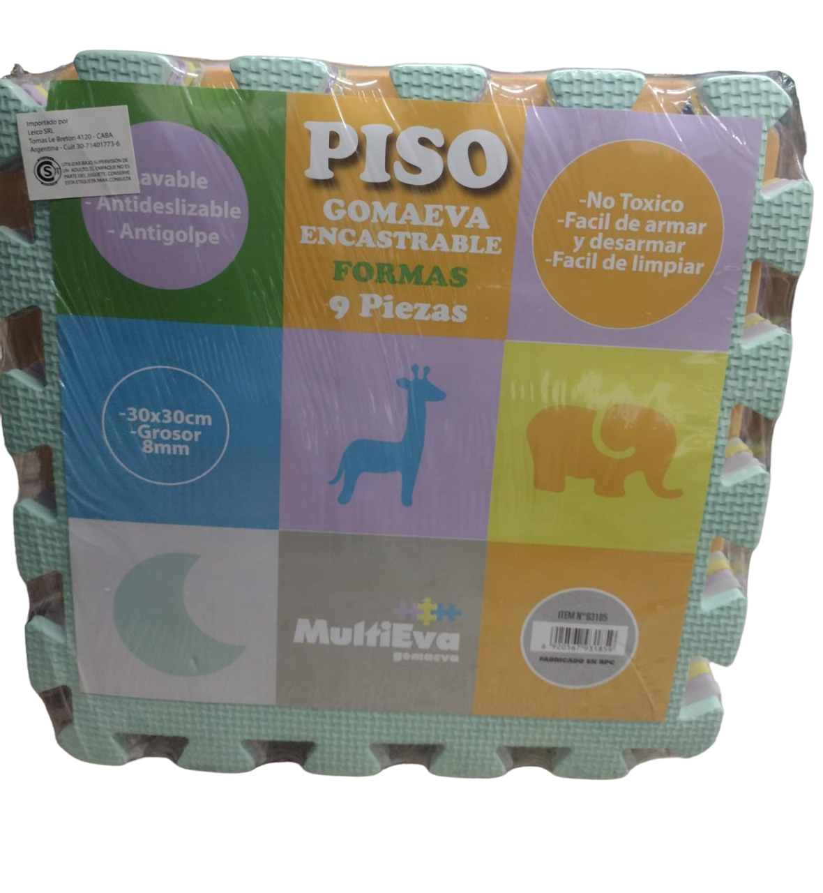PISO GOMA EVA 9 PIEZS PASTELES 30X30