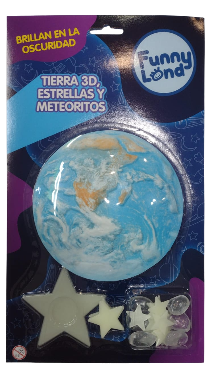 FIGURAS GLOW 3D TIERRA, ESTRELLAS Y METEORITOS