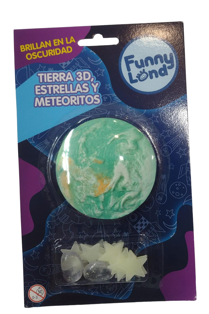 FIGURAS GLOW 3D CHICA TIERRA ESTRELLAS Y METEORITOS