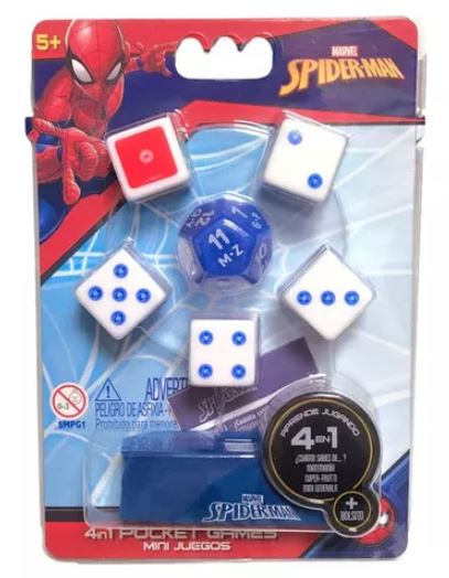 MINI JUEGOS CON DADOS 4 EN 1 SPIDERMAN