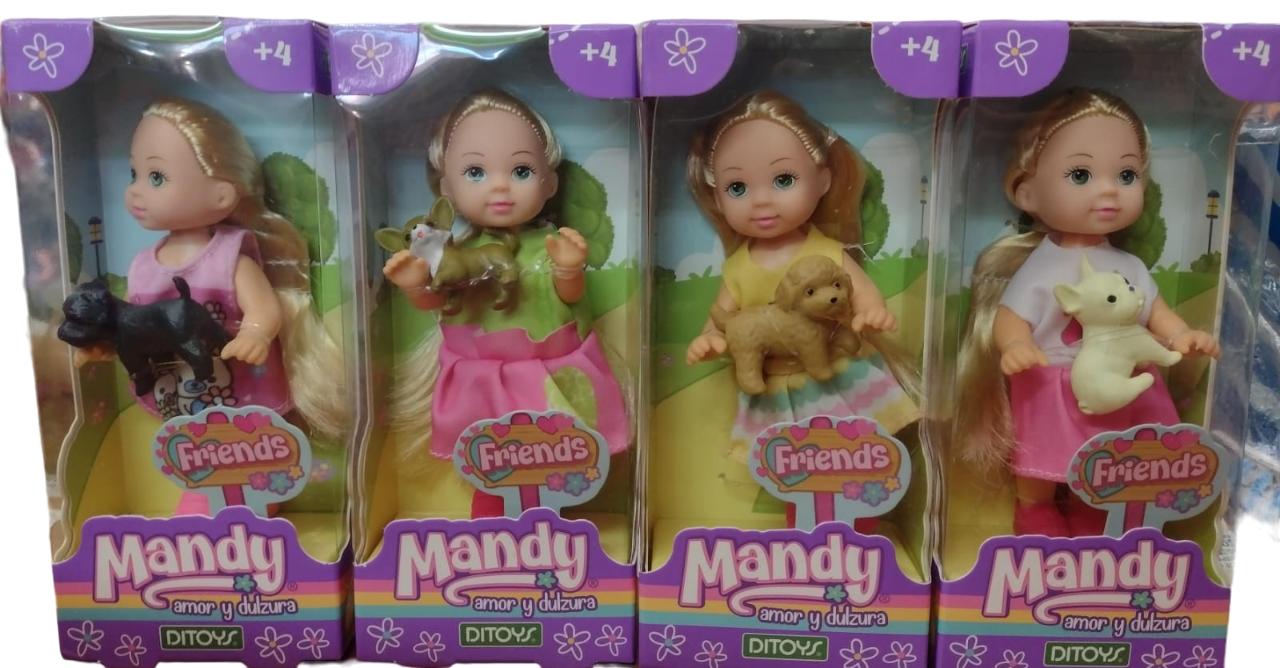 MANDY MUÑECA CON MASCOTA - 4 MODELOS