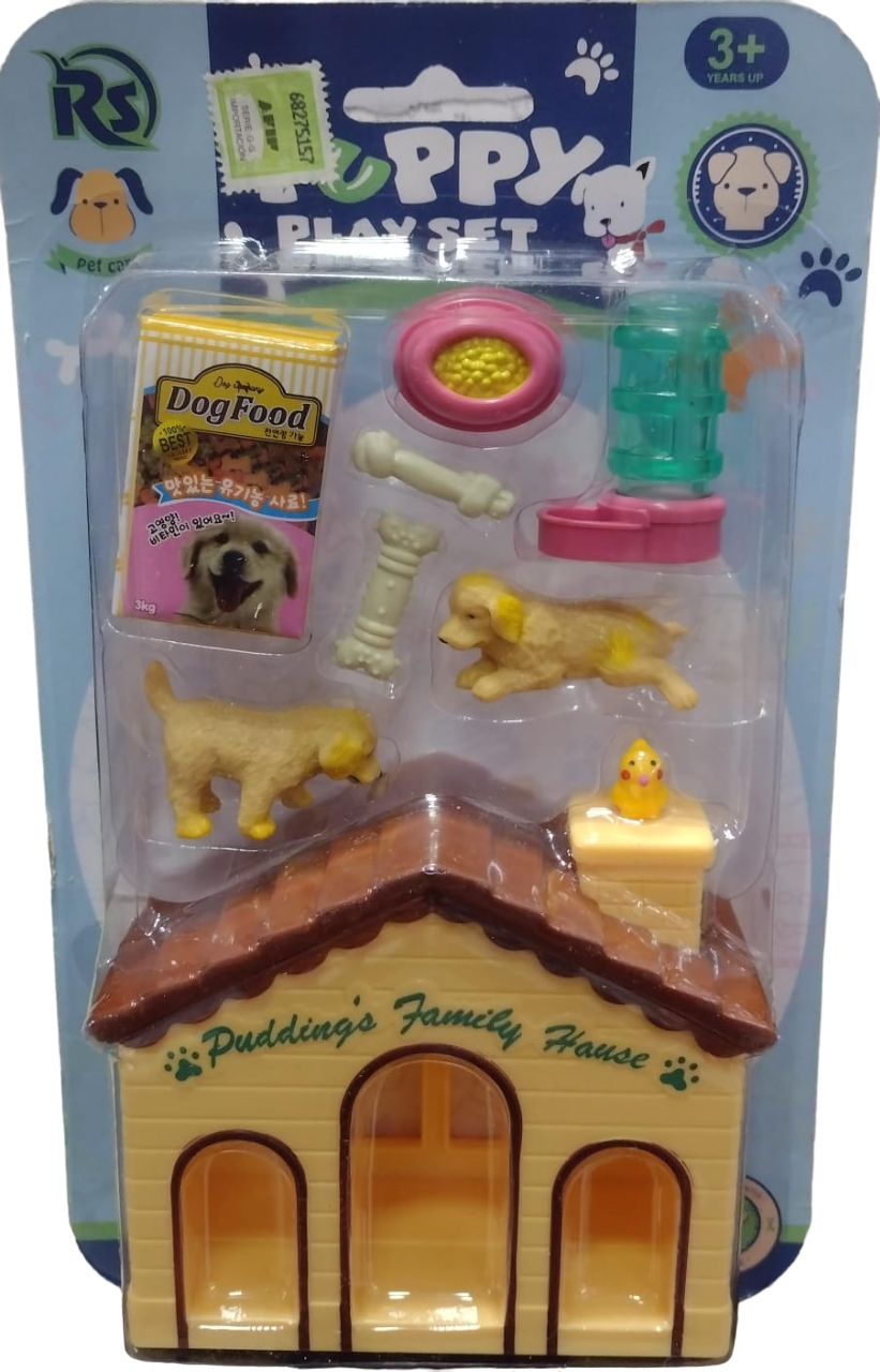 SET PERRITOS CON CASITA Y ACCESORIOS EN BLISTER - 3 MODELOS