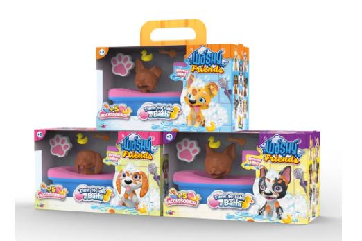 WASHY FRIENDS MASCOTA CON BAÑERA - 3 MODELOS