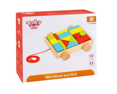CARRITO CON BLOQUES MADERA 17 PIEZAS TOOKY