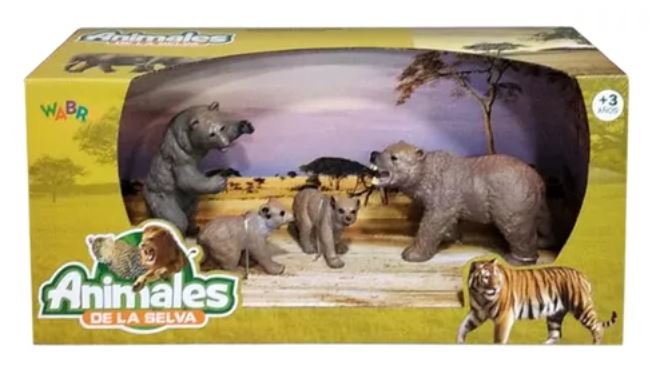 ANIMALES DE LA SELVA FAMILIA OSO X4 EN CAJA