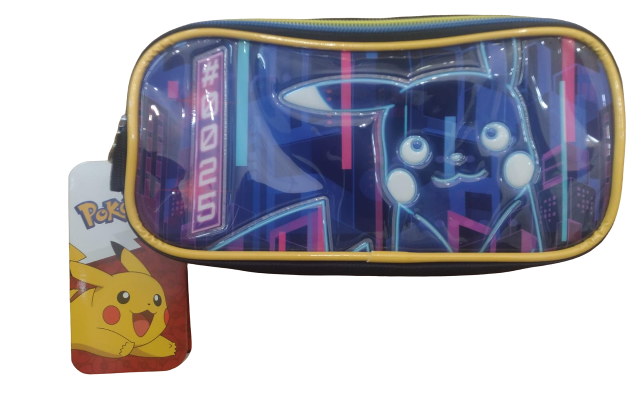 CARTUCHERA NEON 2CIERRES POKEMON