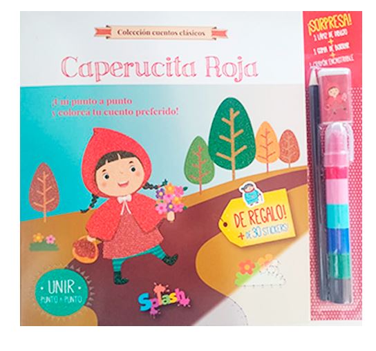 LIBRO CAPERUCITA ROJA CON CRAYON LAPIZ Y GOMA