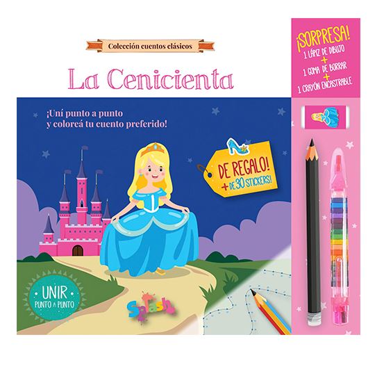 LIBRO LA CENICIENTA CON CRAYON LAPIZ Y GOMA
