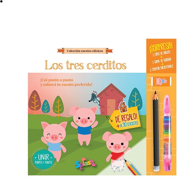 LIBRO LOS TRES CERDITOS CON CRAYON LAPIZ Y GOMA