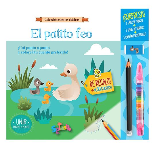 LIBRO EL PATITO FEO CON CRAYON LAPIZ Y GOMA