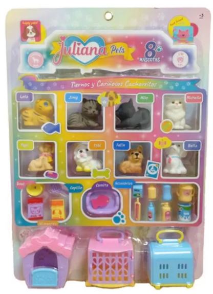 JULIANA PETS SET X8 CON ACCESORIOS EN BLISTER