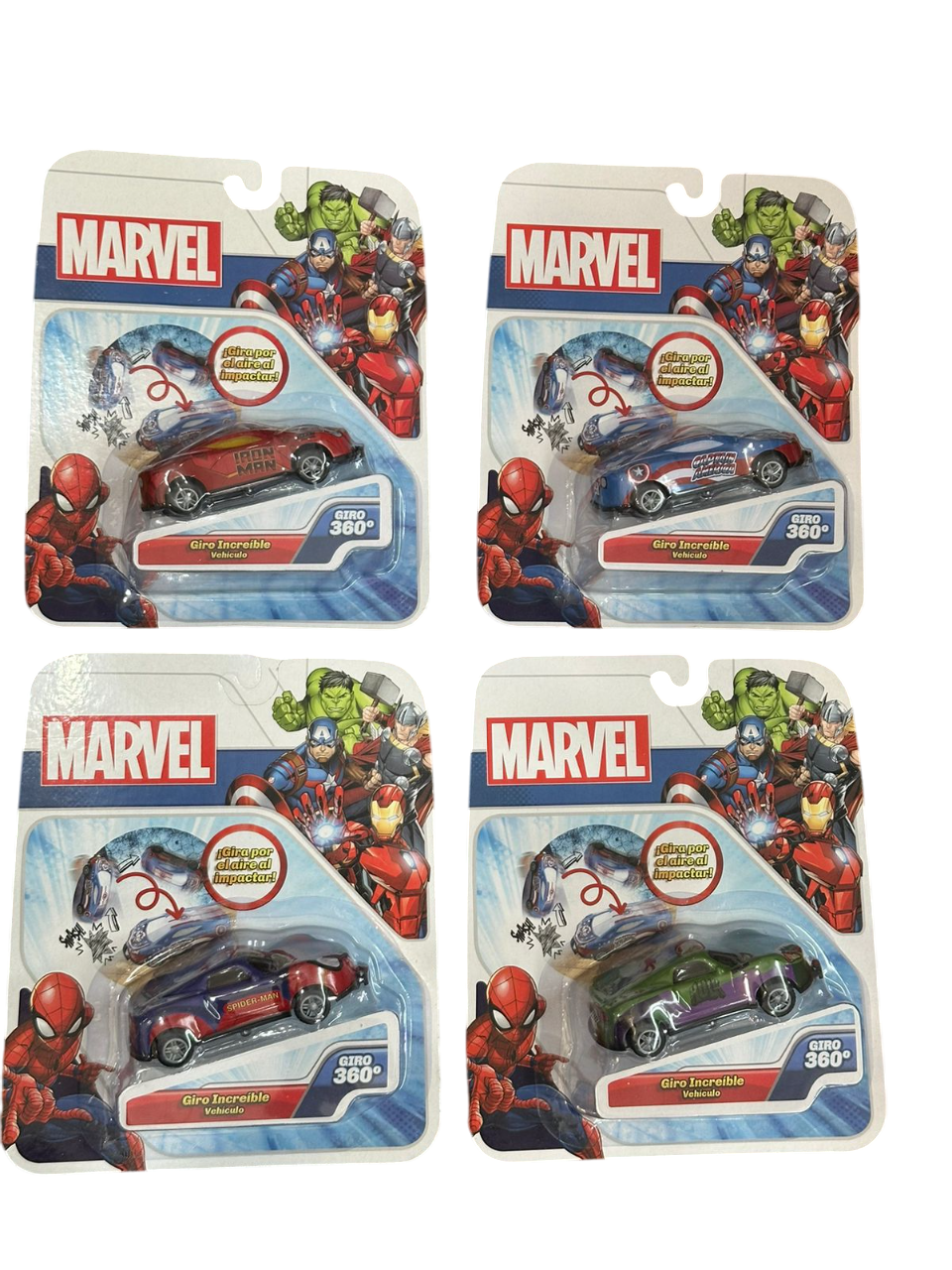 AUTO MARVEL GIRA 360° EN BLISTER - 4 MODELOS