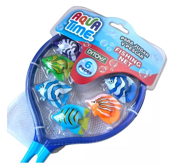 RED DE PESCA CON PECES X6 SUMERGIBLES AQUA TIME