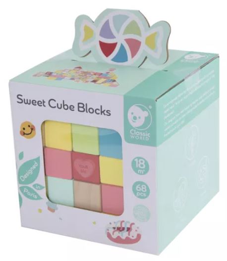 BLOQUES MADERA DIBUJOS DULCES 68 PIEZAS