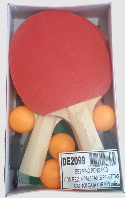 PALETAS PING PONG X4 CON RED EN CAJA