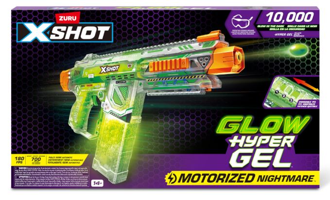 PIST.X-SHOT GLOW HYPER GEL MOTORIZED NIGHTMARE 10000 MUNICIONES