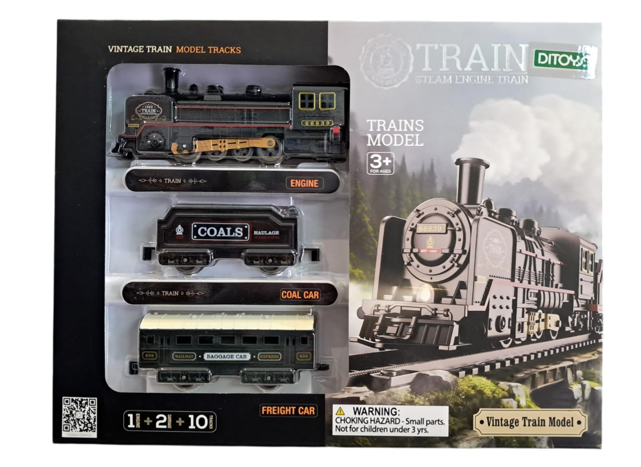 TREN CON VIAS A PILA 13 PIEZAS FREIGHT CAR
