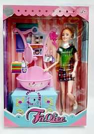 MUÑECA FLACA ARTICULADA SET BELLEZA CON LUZ (300-12)