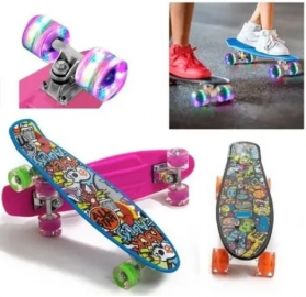SKATE PENNY 56 CM RUEDA DE SILICONA C/LUZ  - 3 COLORES -