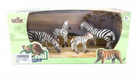 ANIMALES DE SELVA FAMILIA CEBRA X4 EN CAJA