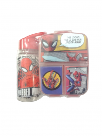 SET HERMETICO Y BOTELLA STRAW SPIDERMAN