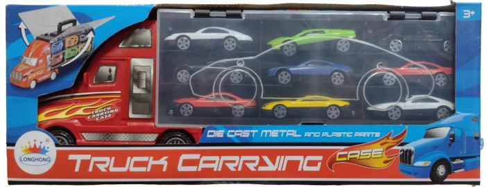 CAMION TRANSPORTADOR CON 9 AUTOS METAL